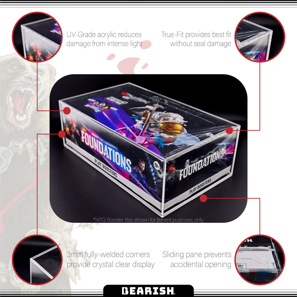 Bearish Sliding Pane Acrylic Case - Fits Collector Booster Boxes (AC-M