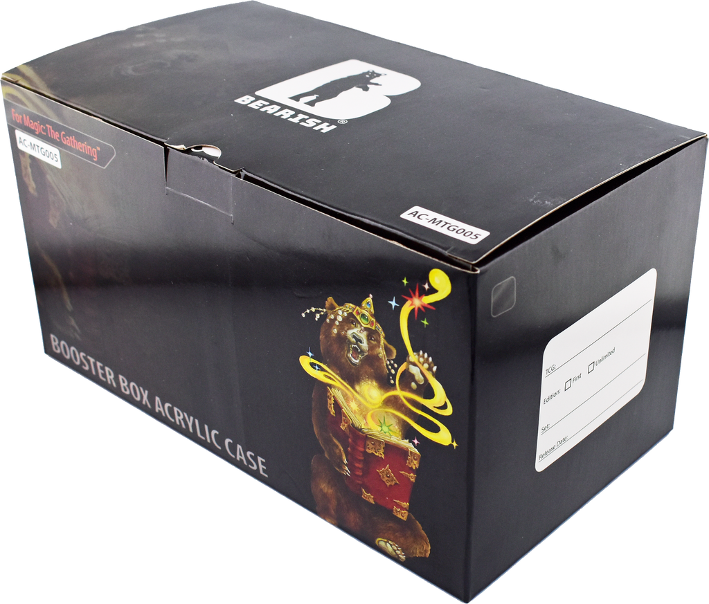 Bearish Sliding Pane Acrylic Case - Fits Set Booster Boxes with Pack Hammock (AC-MTG005SP)