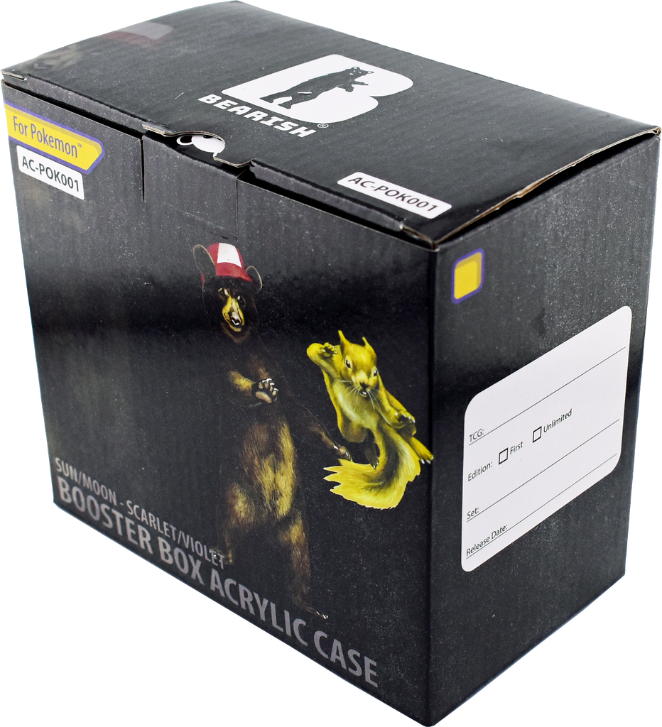 Bearish Lock Pane Acrylic Case – Fits Sun & Moon to Scarlet & Violet Era Booster Boxes (AC-POK001)